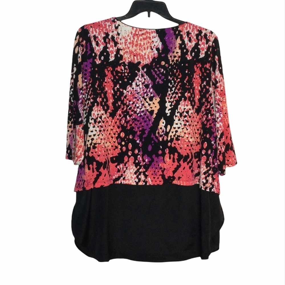 Women’s Worthington 1X XL 16 - 18 Top Blouse Shirt Pattered Layered Spandex - Picture 3 of 8